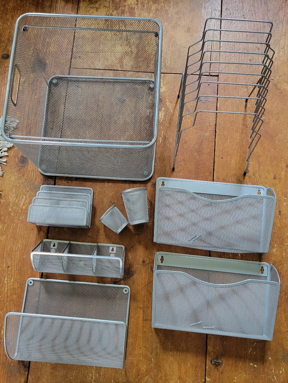 Metal Mesh Desk Organizer Set - Silver Home Storage